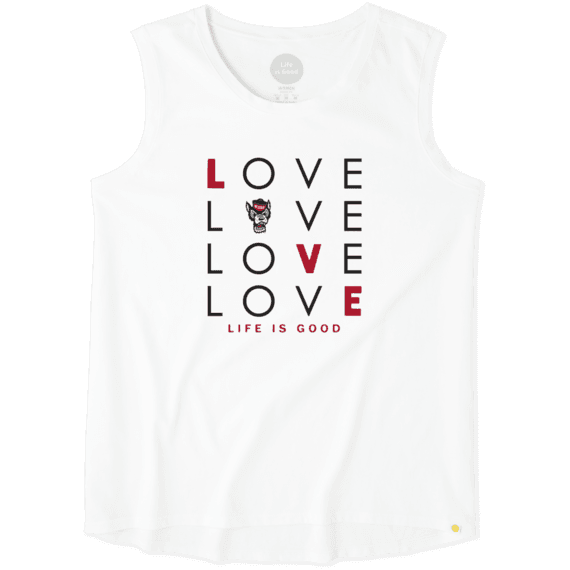 Women's NC State Wolfpack Love Stack Sleeveless Tee Women's NC State Wolfpack Love Stack Sleeveless Tee