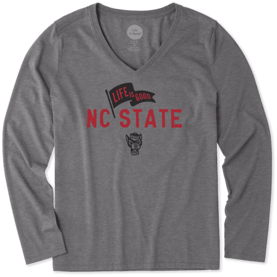 Women's NC State Wolfpack Pennant Long Sleeve Cool Vee Women's NC State Wolfpack Pennant Long Sleeve Cool Vee