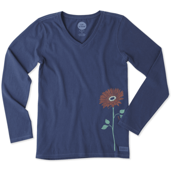 Women's Namaste Flower Long Sleeve Crusher Vee Women's Namaste Flower Long Sleeve Crusher Vee
