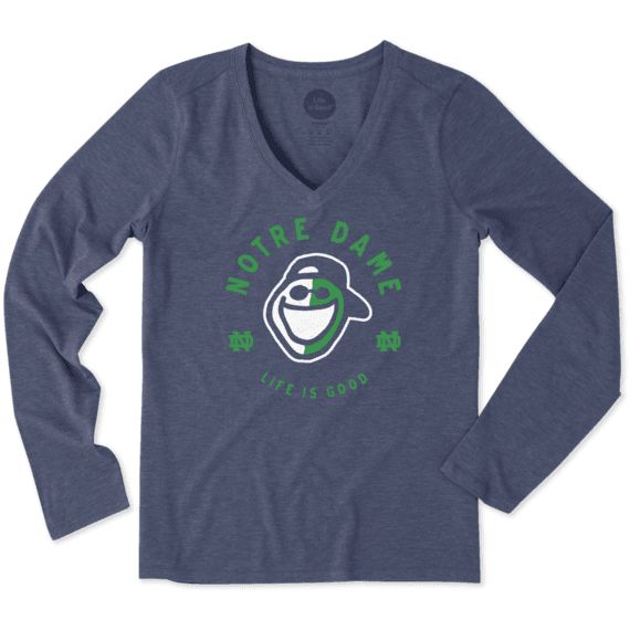 Women's Notre Dame Face Paint Long Sleeve Cool Vee Women's Notre Dame Face Paint Long Sleeve Cool Vee