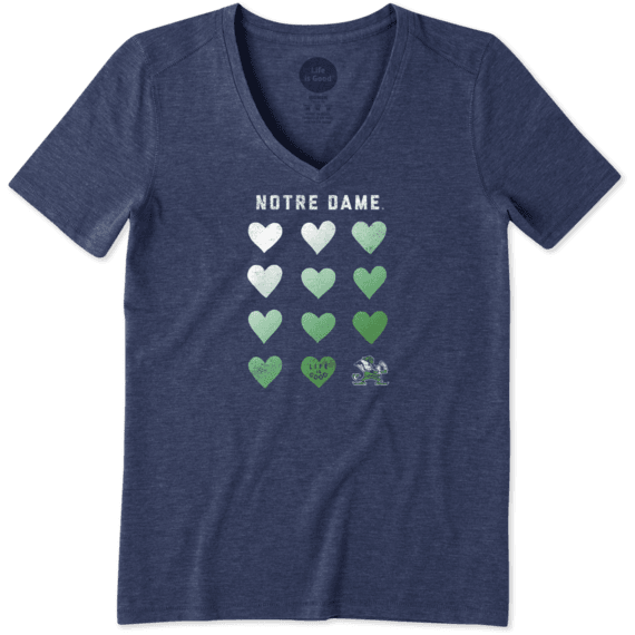 Women's Notre Dame Heart Stack Cool Vee Women's Notre Dame Heart Stack Cool Vee