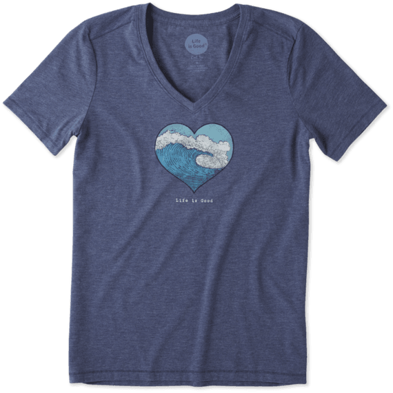 Women's Ocean Heart Wave Cool Vee Women's Ocean Heart Wave Cool Vee