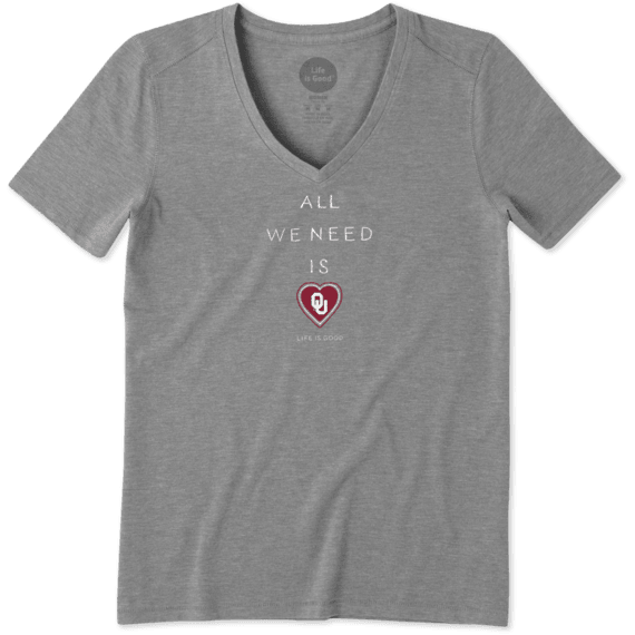 Women's Oklahoma Sooners All We Need Heart Cool Vee Women's Oklahoma Sooners All We Need Heart Cool Vee