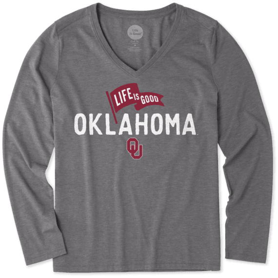 Women's Oklahoma Sooners Pennant Long Sleeve Cool Vee Women's Oklahoma Sooners Pennant Long Sleeve Cool Vee