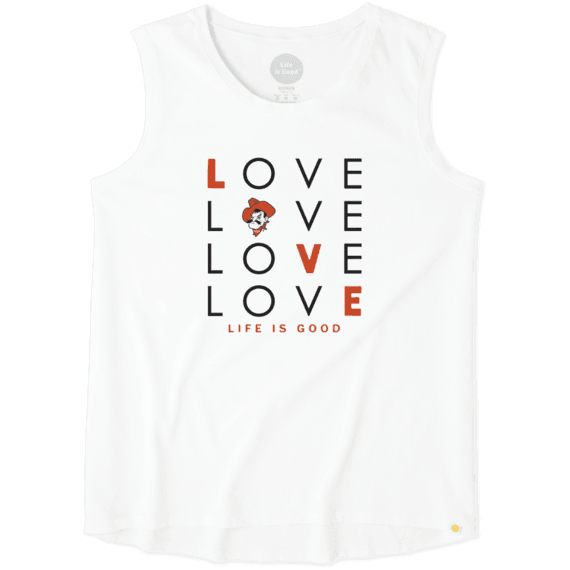 Women's Oklahoma State Cowboys Love Stack Sleeveless Tee Women's Oklahoma State Cowboys Love Stack Sleeveless Tee