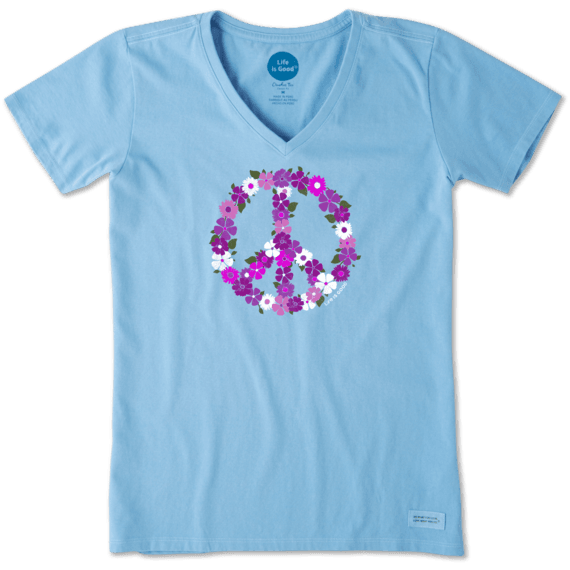 Women's Peace Flowers Crusher Vee Women's Peace Flowers Crusher Vee
