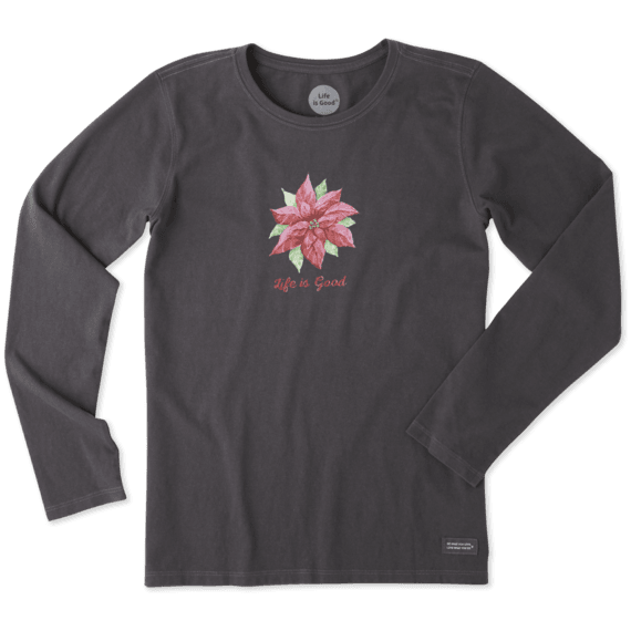 Women's Poinsettia Watercolor Long Sleeve Crusher Tee Women's Poinsettia Watercolor Long Sleeve Crusher Tee