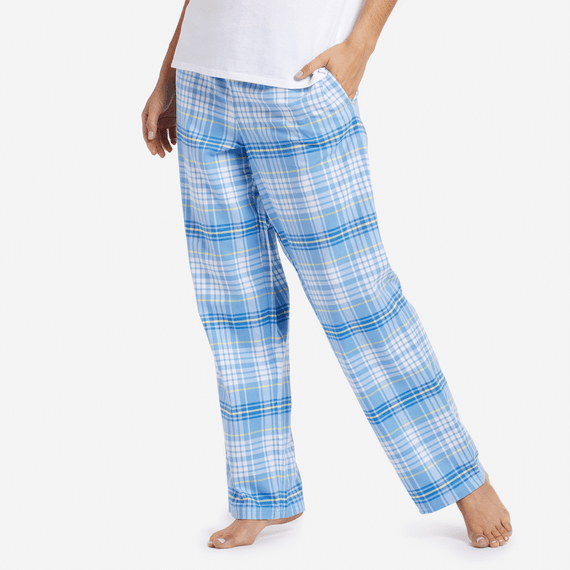 Women's Powder Blue Plaid Sleep Pants Women's Powder Blue Plaid Sleep Pants