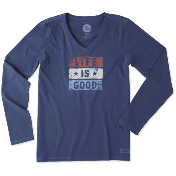 Women's Red White Good Long Sleeve Crusher Vee Women's Red White Good Long Sleeve Crusher Vee