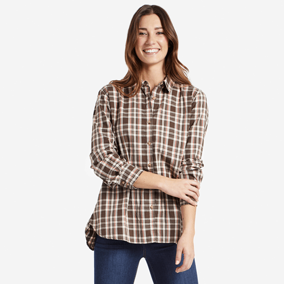 Women's Rich Brown Down Home Plaid Shirt Women's Rich Brown Down Home Plaid Shirt