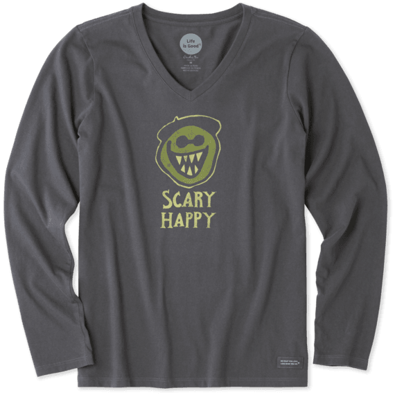 Women's Scary Happy Long Sleeve Crusher Vee Women's Scary Happy Long Sleeve Crusher Vee