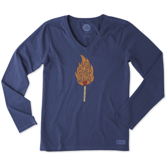 Women's Set The World On Fire Long Sleeve Crusher Vee Women's Set The World On Fire Long Sleeve Crusher Vee
