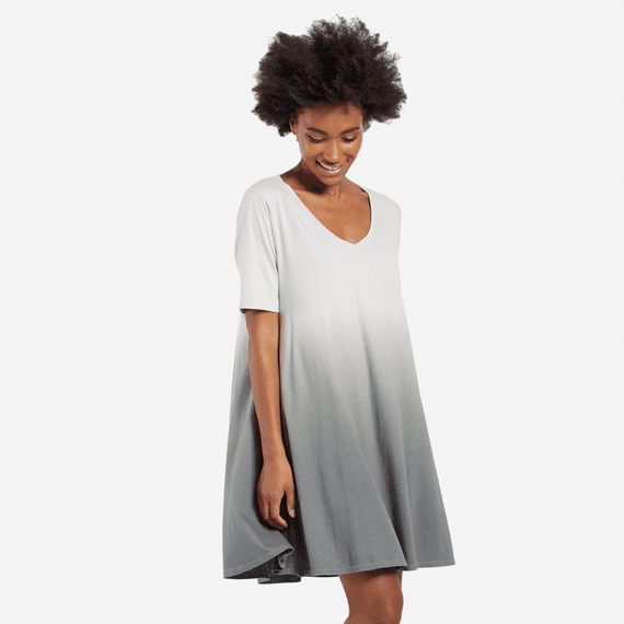 Women's Slate Gray Dip Dye Swing Dress Women's Slate Gray Dip Dye Swing Dress