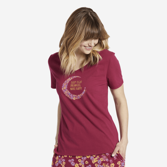 Women's Sleep Dream Wake Moon Snuggle Up Sleep Vee Women's Sleep Dream Wake Moon Snuggle Up Sleep Vee