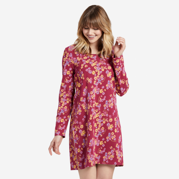 Women's Sleepy Flower Toss Snuggle Up Long Sleeve Sleep Dress Women's Sleepy Flower Toss Snuggle Up Long Sleeve Sleep Dress