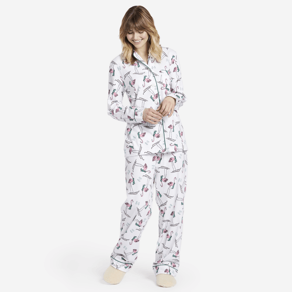 Women's Sleepy Skiing Flamingo Sleep Set Women's Sleepy Skiing Flamingo Sleep Set