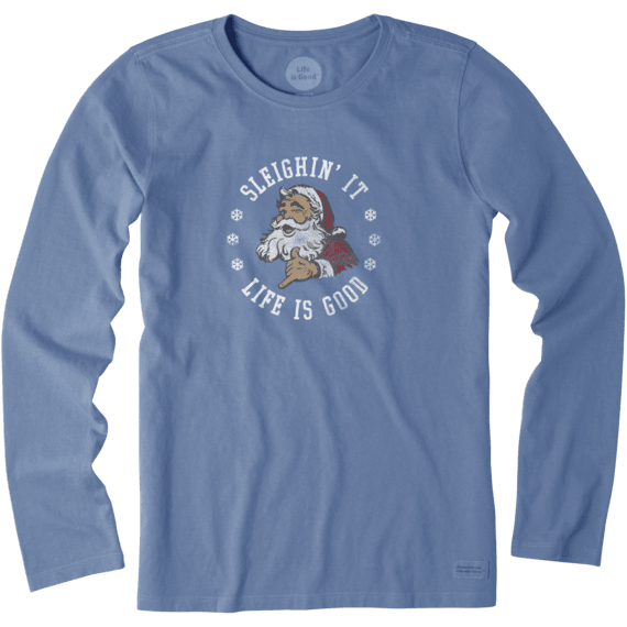 Women's Sleighin It Santa Long Sleeve Crusher Tee Women's Sleighin It Santa Long Sleeve Crusher Tee