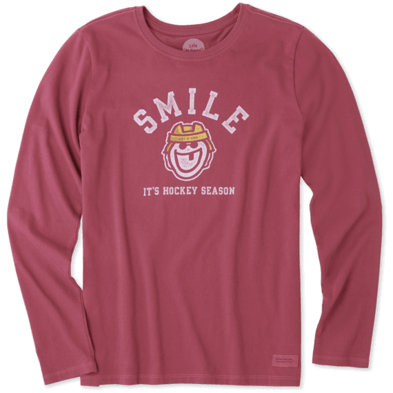Women's Smile Its Hockey Season Long Sleeve Crusher Tee Women's Smile Its Hockey Season Long Sleeve Crusher Tee
