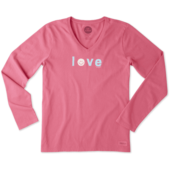 Women's Smiley Love Long Sleeve Crusher Vee Women's Smiley Love Long Sleeve Crusher Vee