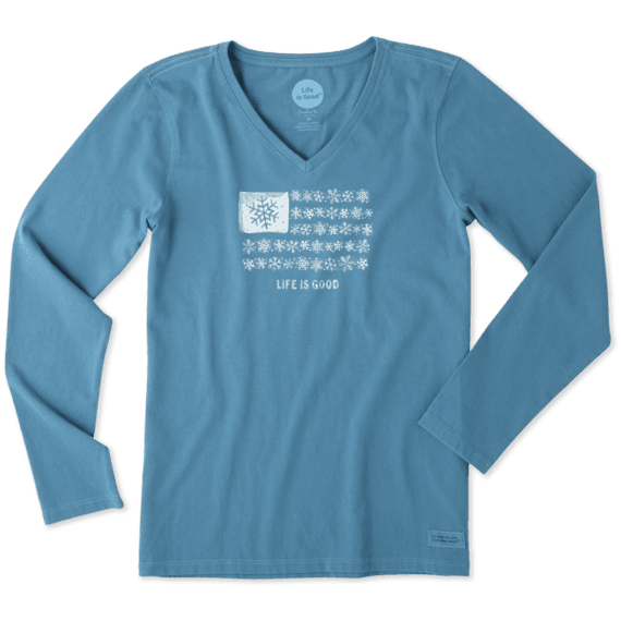 Women's Snowflake Flag Long Sleeve Crusher Vee Women's Snowflake Flag Long Sleeve Crusher Vee