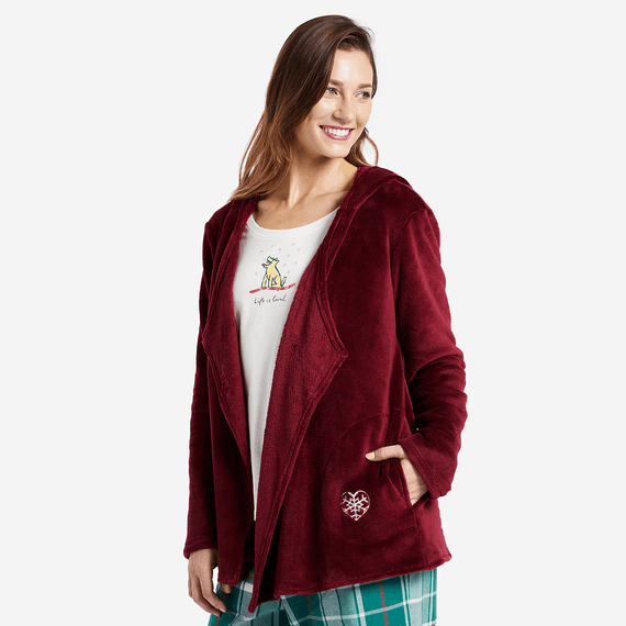 Women's Snowflake Heart Cozy Sleep Hoodie Women's Snowflake Heart Cozy Sleep Hoodie