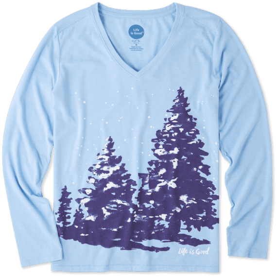 Women's Snowy Trees Long Sleeve Cool Vee Women's Snowy Trees Long Sleeve Cool Vee