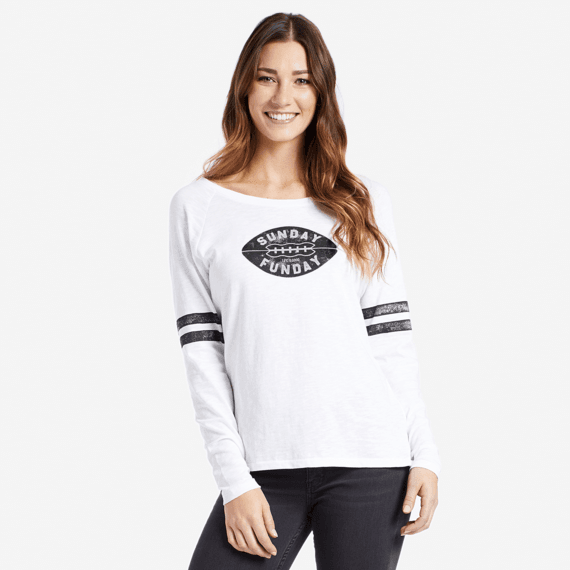 Women's Sunday Funday Long Sleeve Vintage Sport Tee Women's Sunday Funday Long Sleeve Vintage Sport Tee