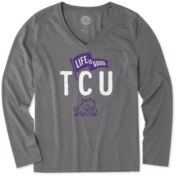 Women's TCU Horned Frogs Pennant Long Sleeve Cool Vee Women's TCU Horned Frogs Pennant Long Sleeve Cool Vee
