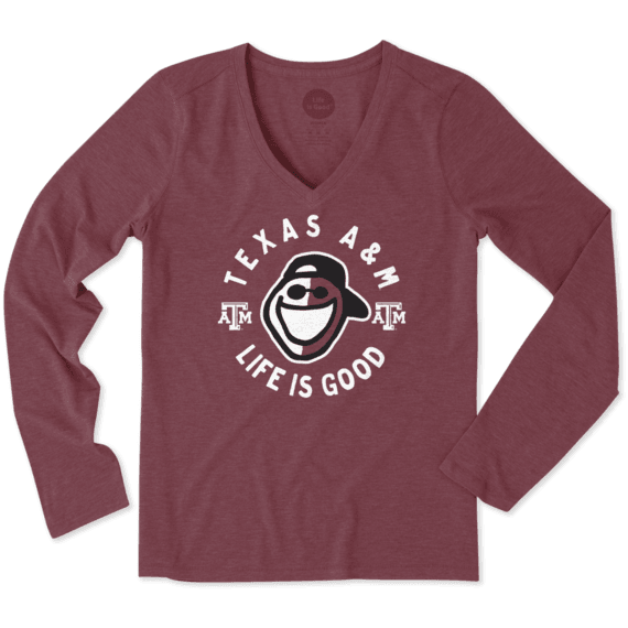 Women's Texas A&M Face Paint Jake Long Sleeve Cool Vee Women's Texas A&M Face Paint Jake Long Sleeve Cool Vee