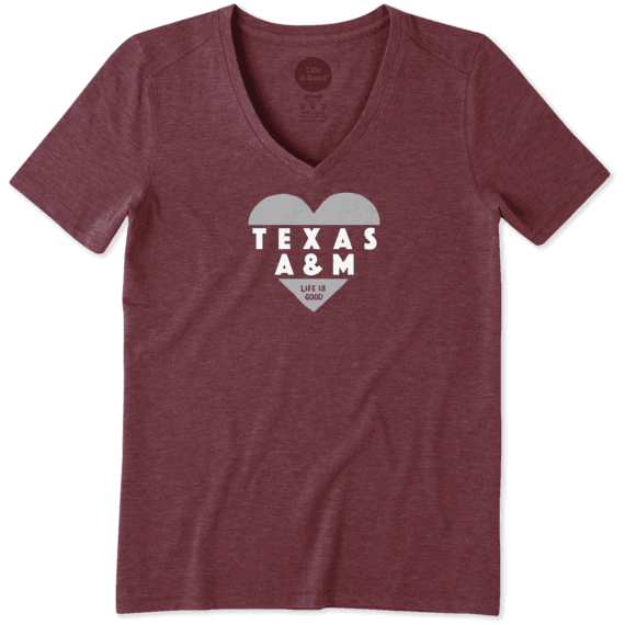 Women's Texas A&M Aggies Heart Knockout Cool Vee Women's Texas A&M Aggies Heart Knockout Cool Vee