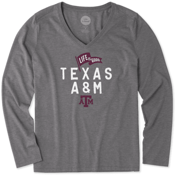 Women's Texas A&M Aggies Pennant Long Sleeve Cool Vee Women's Texas A&M Aggies Pennant Long Sleeve Cool Vee