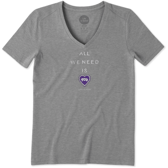 Women's Texas Christian Horned Frogs All We Need Heart Cool Vee Women's Texas Christian Horned Frogs All We Need Heart Cool Vee