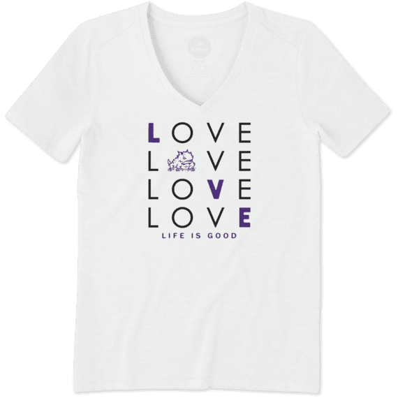 Women's Texas Christian Horned Frogs Love Stack Cool Vee Women's Texas Christian Horned Frogs Love Stack Cool Vee