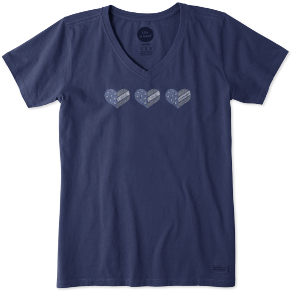 Women's Three Heart Flags Crusher Vee Women's Three Heart Flags Crusher Vee
