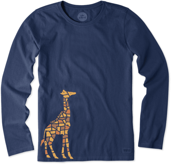 Women's Tile Giraffe Long Sleeve Crusher Tee Women's Tile Giraffe Long Sleeve Crusher Tee