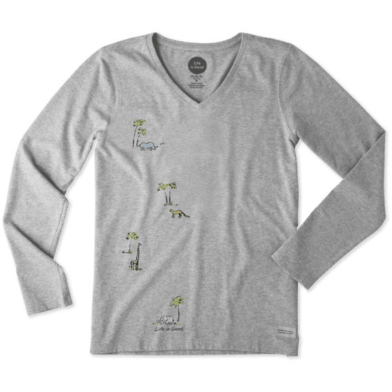 Women's Tiny Animal Print Long Sleeve Crusher Vee Women's Tiny Animal Print Long Sleeve Crusher Vee