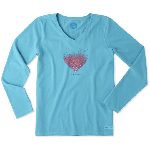 Women's Tiny Hearts Long Sleeve Crusher Vee Women's Tiny Hearts Long Sleeve Crusher Vee