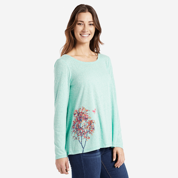 Women's Tree Bird Long Sleeve Trapeze Tee Women's Tree Bird Long Sleeve Trapeze Tee