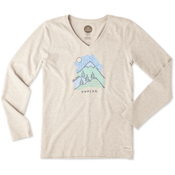 Women's Unplug Mountain Pattern Long Sleeve Crusher Vee Women's Unplug Mountain Pattern Long Sleeve Crusher Vee