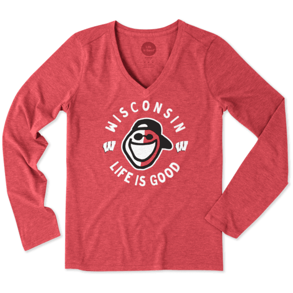 Women's Wisconsin Face Paint Jake Long Sleeve Cool Vee Women's Wisconsin Face Paint Jake Long Sleeve Cool Vee