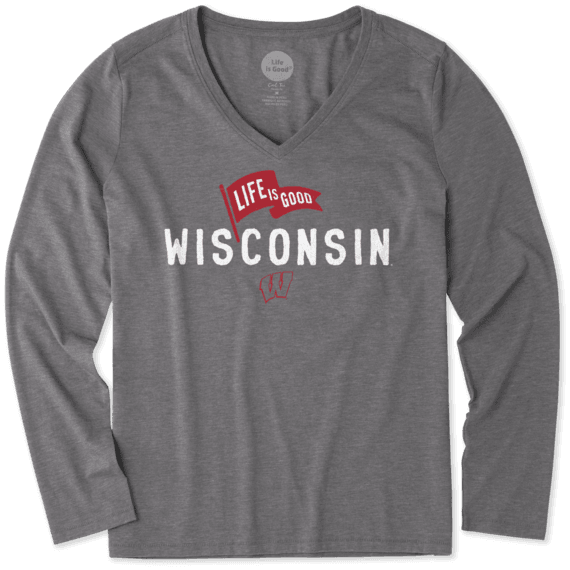 Women's Wisconsin Pennant Long Sleeve Cool Vee Women's Wisconsin Pennant Long Sleeve Cool Vee